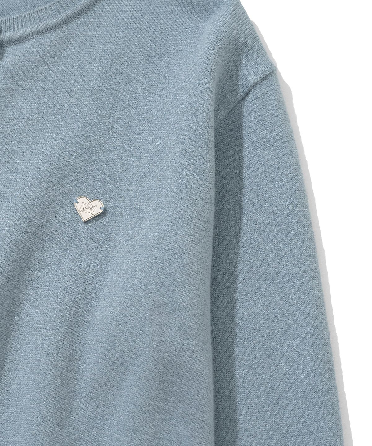 니티드(KNITTED) (W) 베이직 에센셜 워셔블 라운드 가디건 STONE BLUE