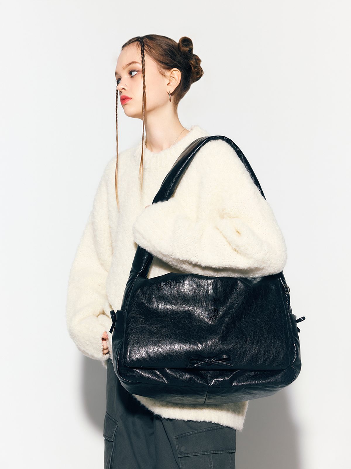 에즈이프 캘리(ASIF CALIE) CALIE RIBBON BIG BAG BLACK