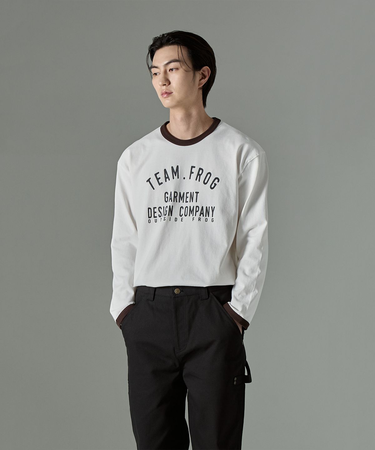 아웃사이드프로그(OUTSIDE FROG) Team.Frog 긴팔 링거티 (오프화이트)