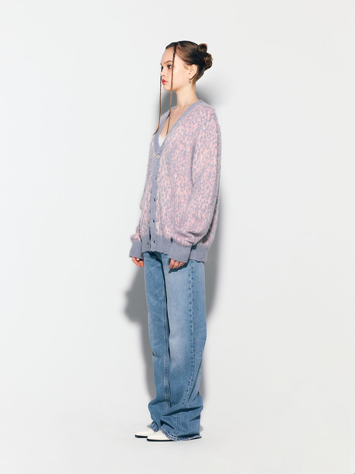 에즈이프 캘리(ASIF CALIE) LEOPARD KNIT CARDIGAN PINK