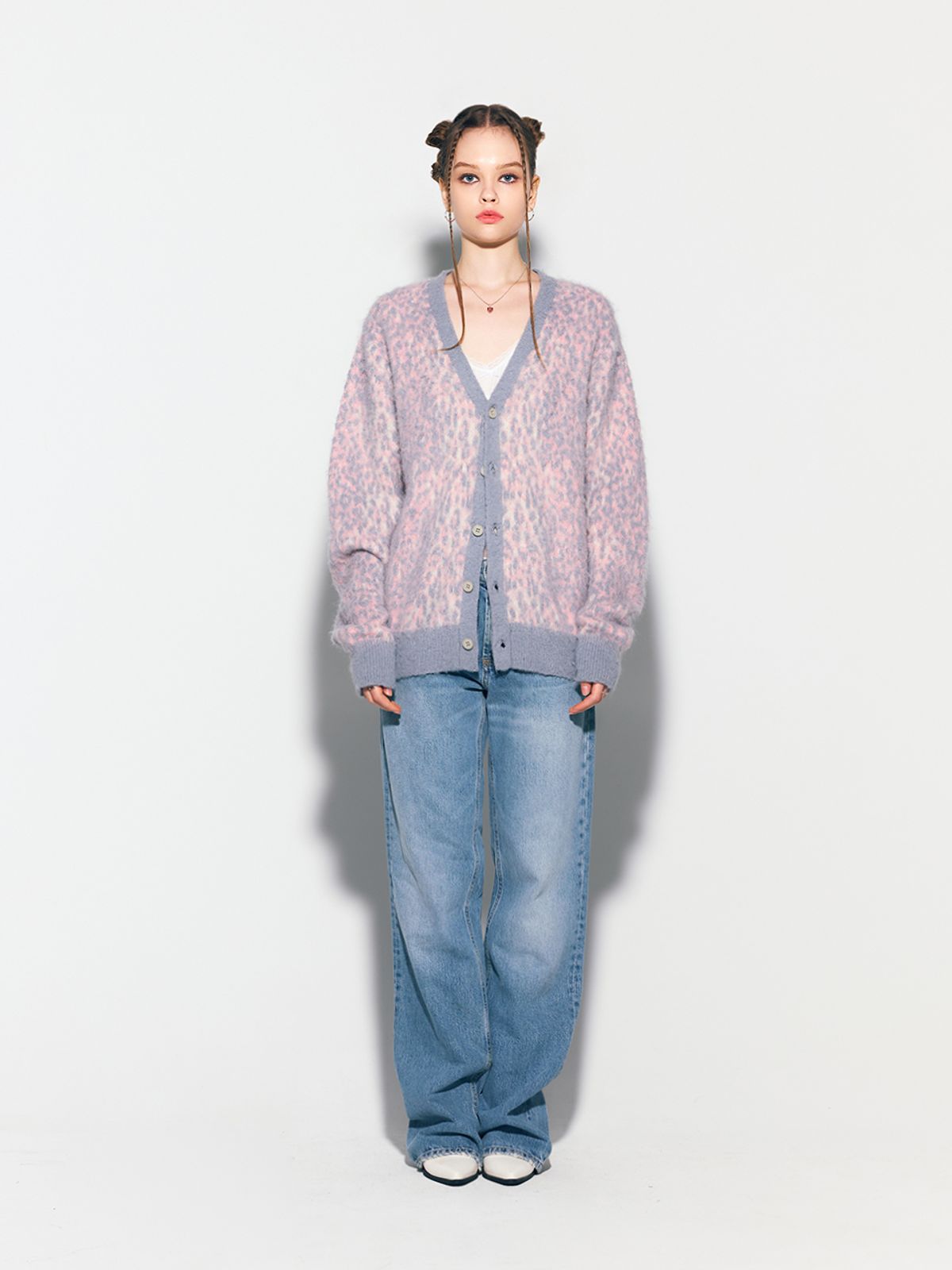 에즈이프 캘리(ASIF CALIE) LEOPARD KNIT CARDIGAN PINK