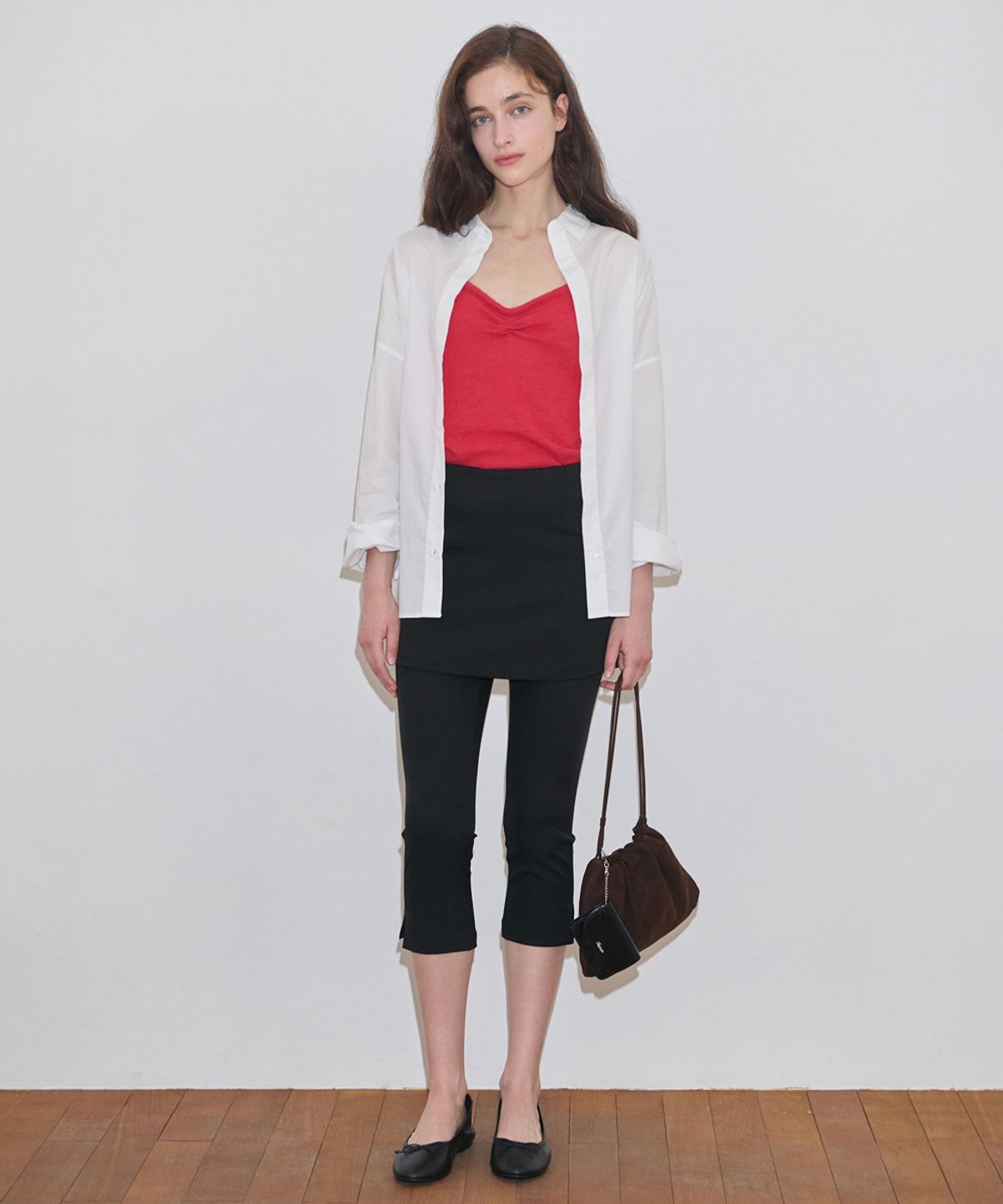 시눈(SINOON) Lace Layered Skirt Pants (Black)