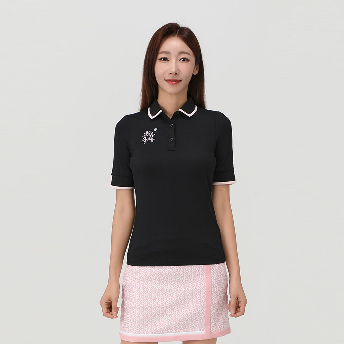 엘르골프(ELLE GOLF) 여성 가슴 자수 포인트 반팔 폴로 티셔츠_6F65202