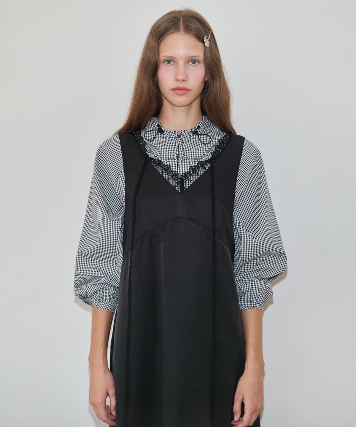 시눈(SINOON) Silky Lace Slip Dress (Black)
