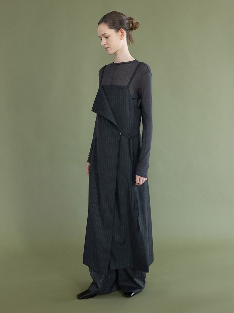 Asymetric Placket Sleeveless Dress SW6XO815-GW