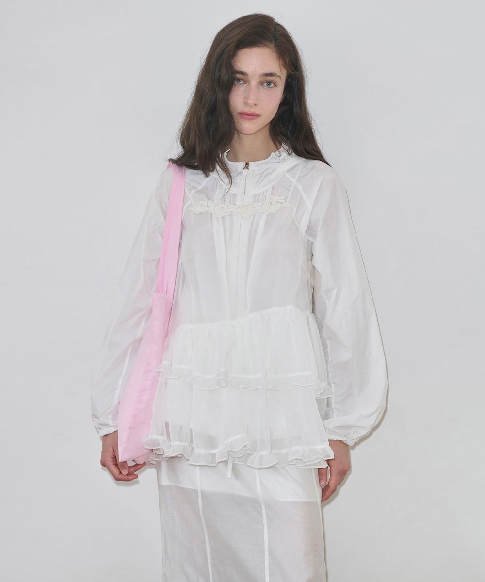 MUSINSA公式 | SINOON Rose Lace Sheer Dress (White)