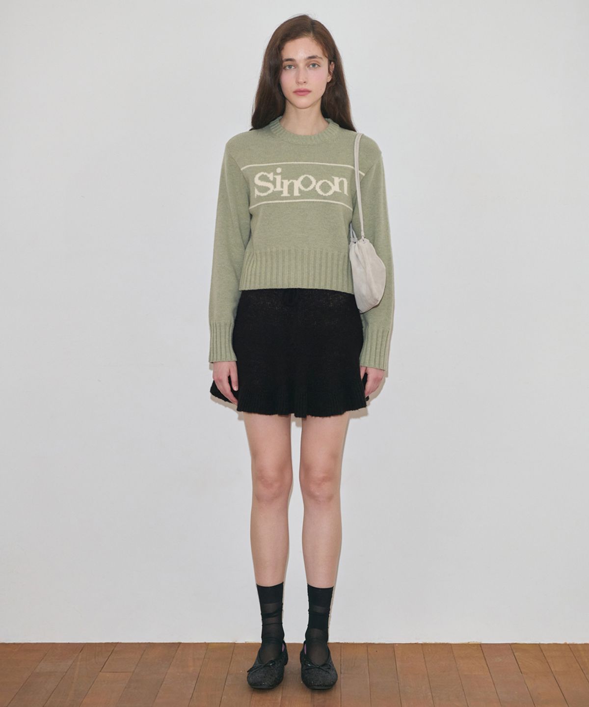 시눈(SINOON) Flare Knit Skirt & Cape (Black)