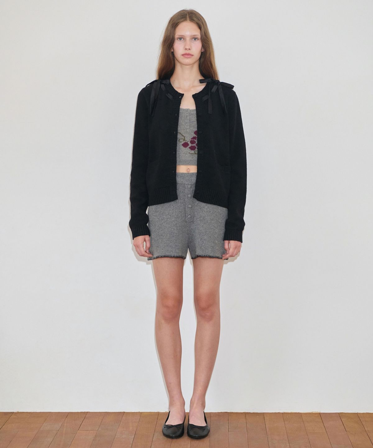 시눈(SINOON) Button Knit Shorts (Melange Grey)