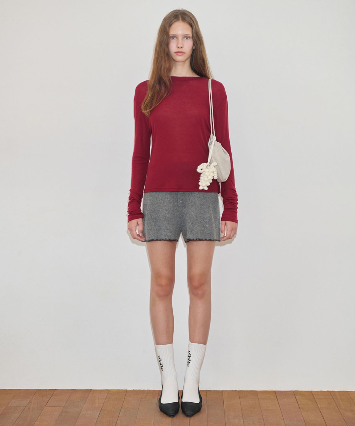시눈(SINOON) Button Knit Shorts (Melange Grey)