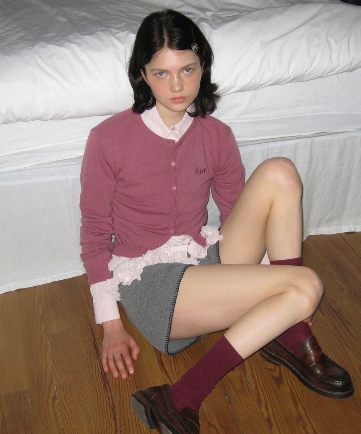 시눈(SINOON) Button Knit Shorts (Melange Grey)