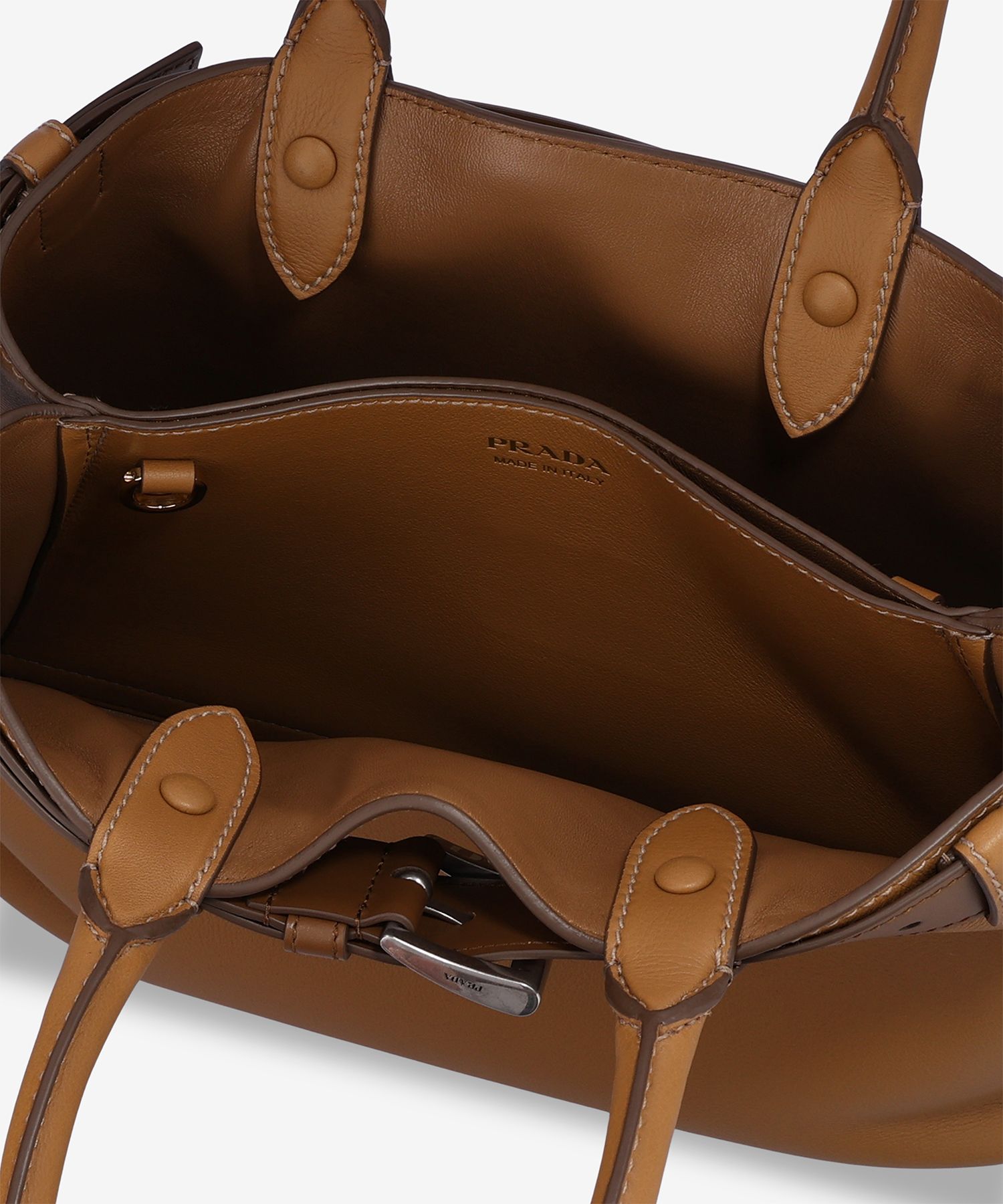 MUSINSA | PRADA Belted Small Buckle Bag - Caramel