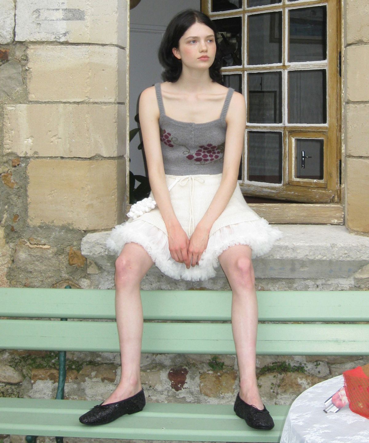 시눈(SINOON) Grape Button Bustier (Melange Grey)