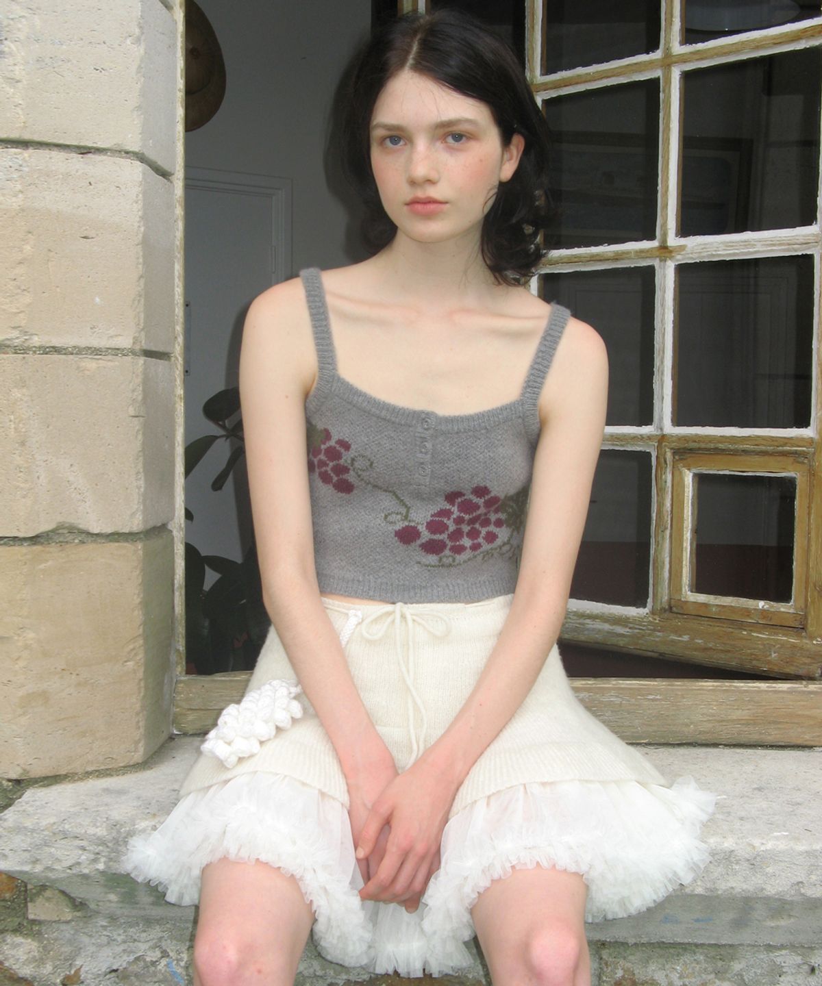 시눈(SINOON) Grape Button Bustier (Melange Grey)