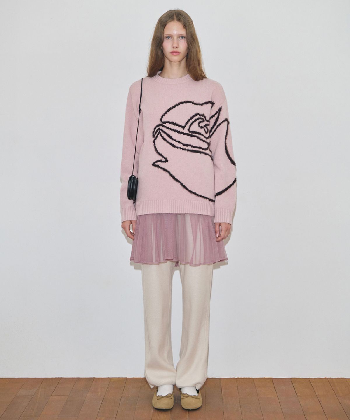 시눈(SINOON) Rose Flower Pullover Knit (Dusty Pink)