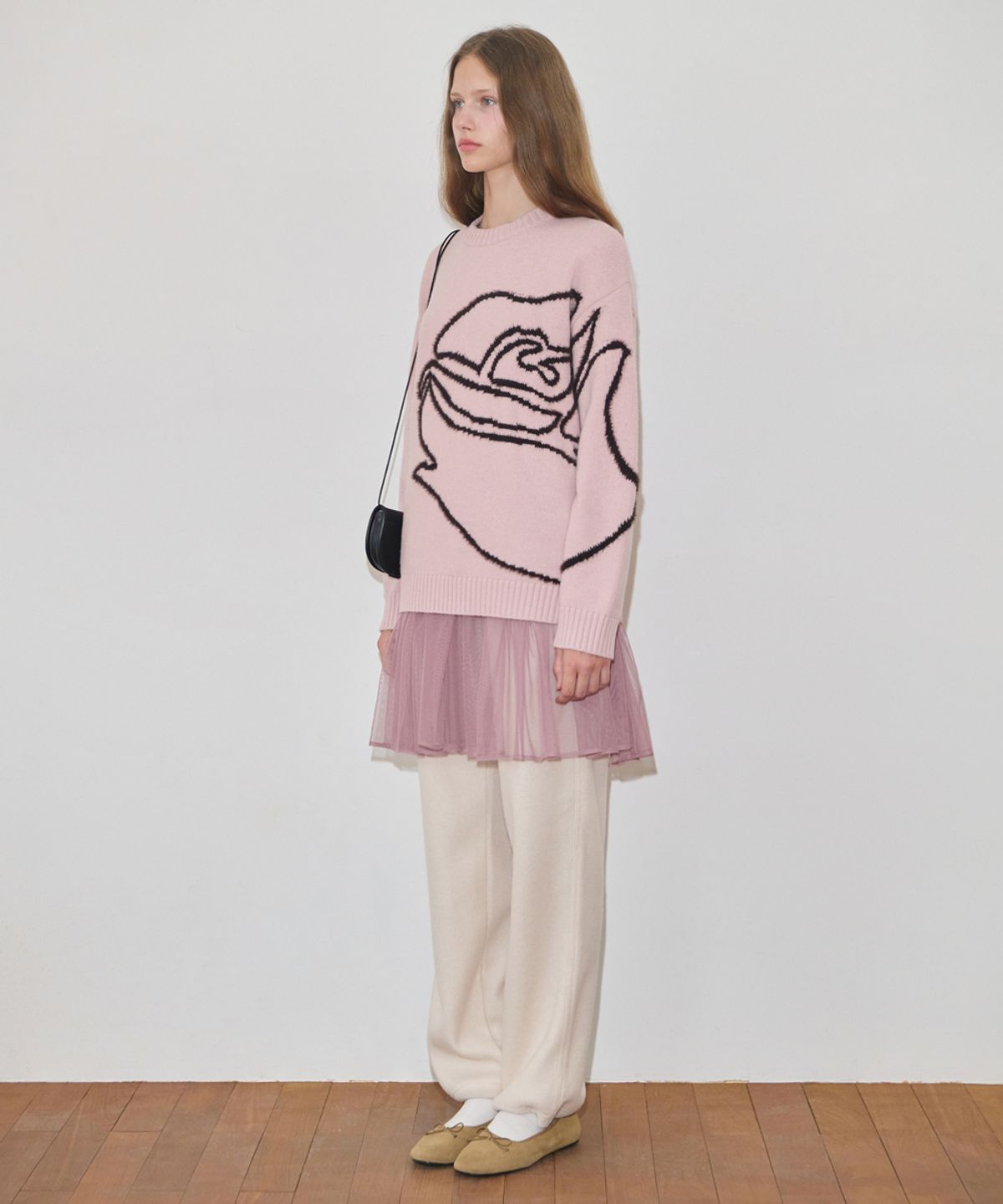 시눈(SINOON) Rose Flower Pullover Knit (Dusty Pink)
