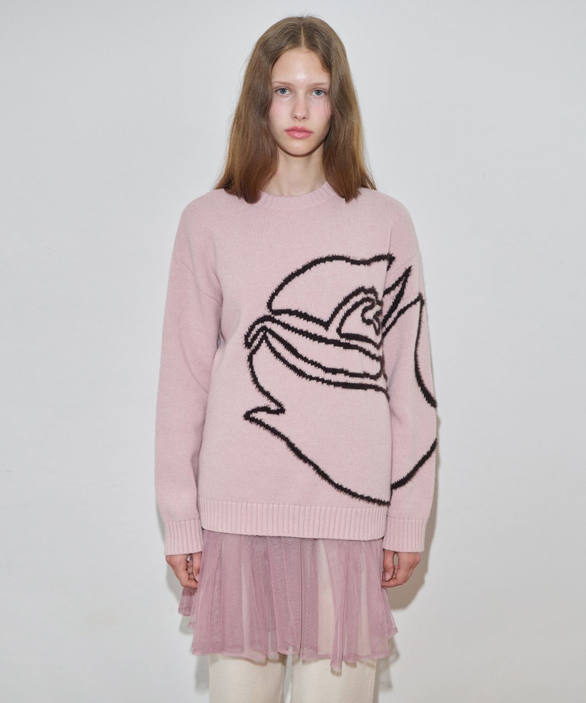 시눈(SINOON) Rose Flower Pullover Knit (Dusty Pink)