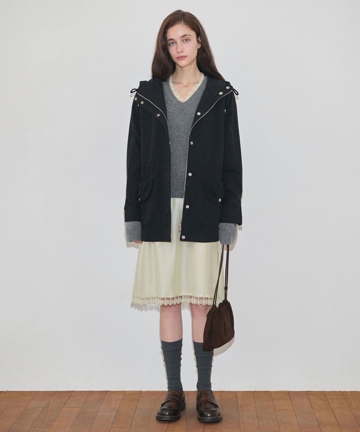 시눈(SINOON) V-Neck Basic Knit (Melange Grey)