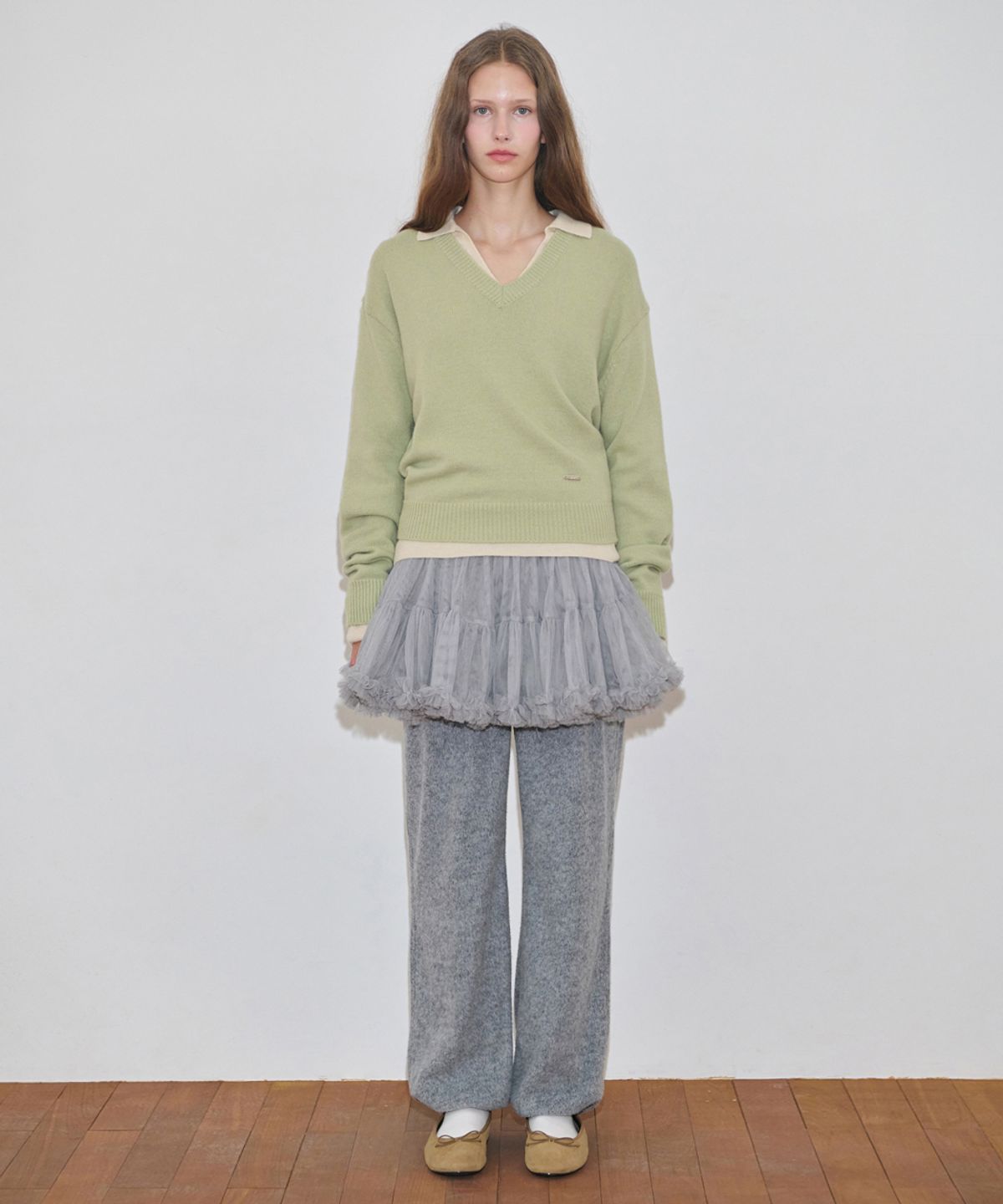 시눈(SINOON) V-Neck Basic Knit (Melon)