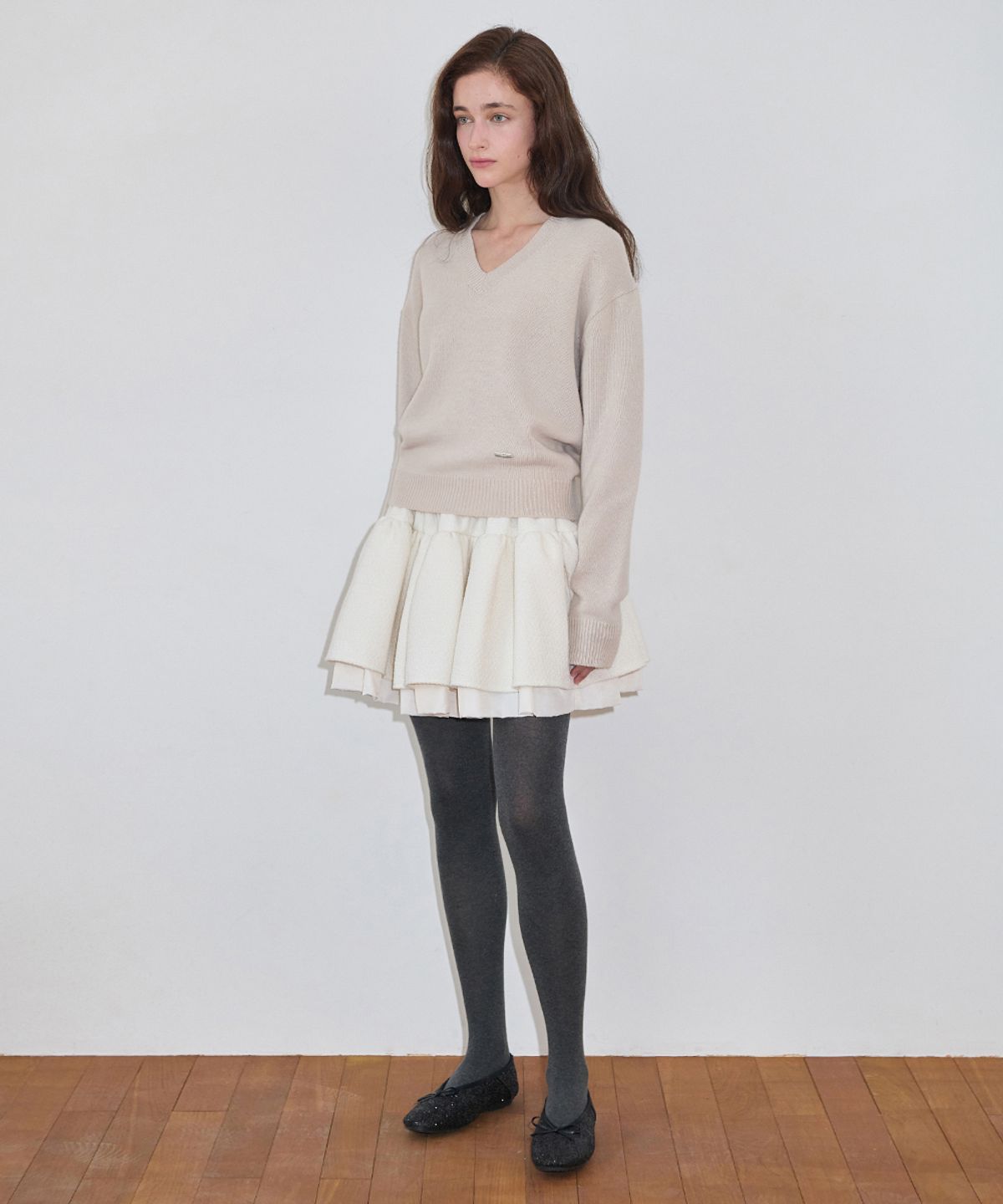 시눈(SINOON) V-Neck Basic Knit (Greyish Beige)