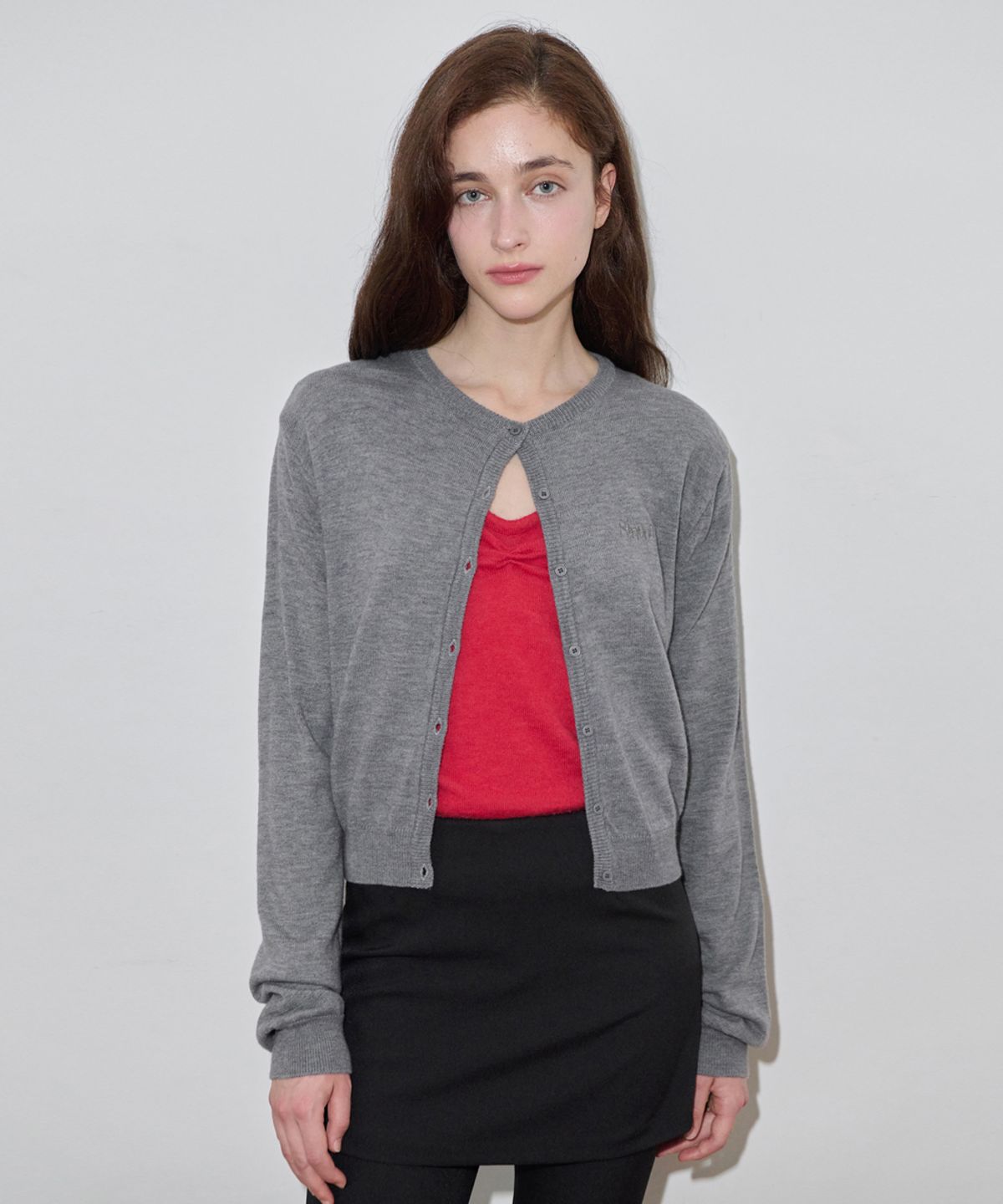 시눈(SINOON) Sinoon Logo Cardigan (Melange Grey)