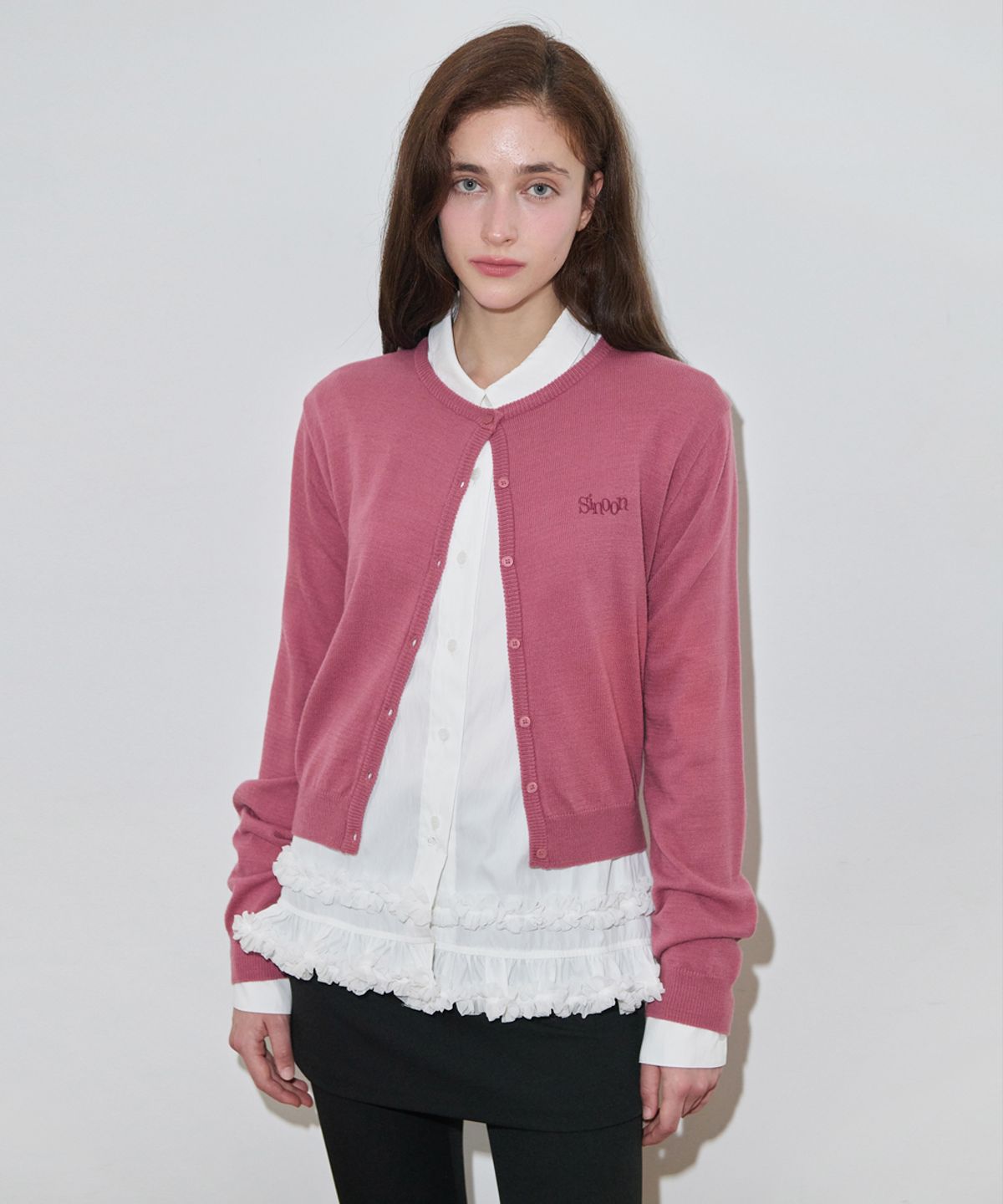 시눈(SINOON) Sinoon Logo Cardigan (Rose)