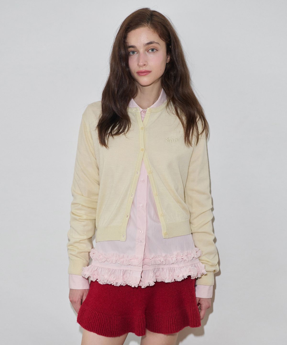 시눈(SINOON) Sinoon Logo Cardigan (Pale Yellow)