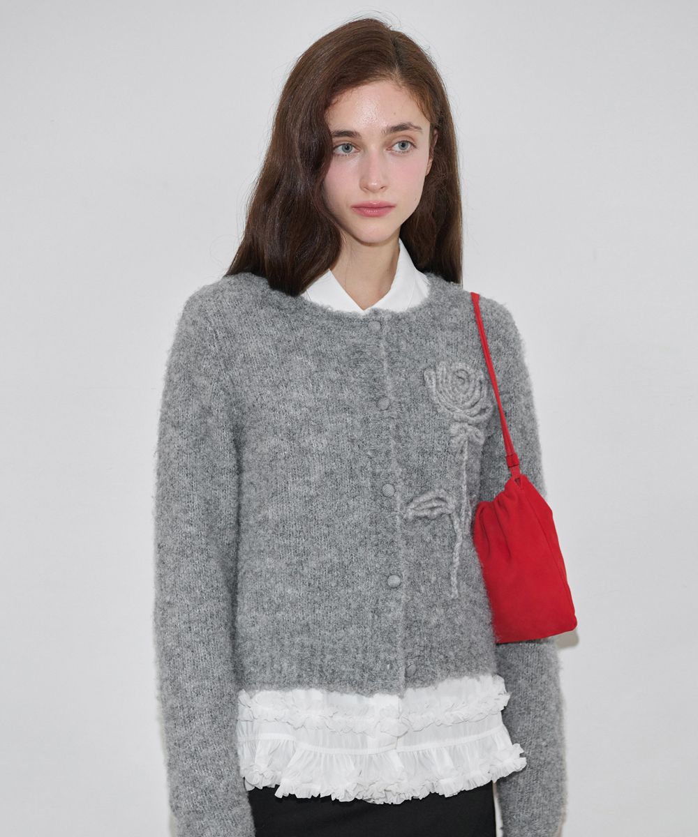 Daisy Knit Jacket, Oversized Floral Cardigan, 3D Fluffy