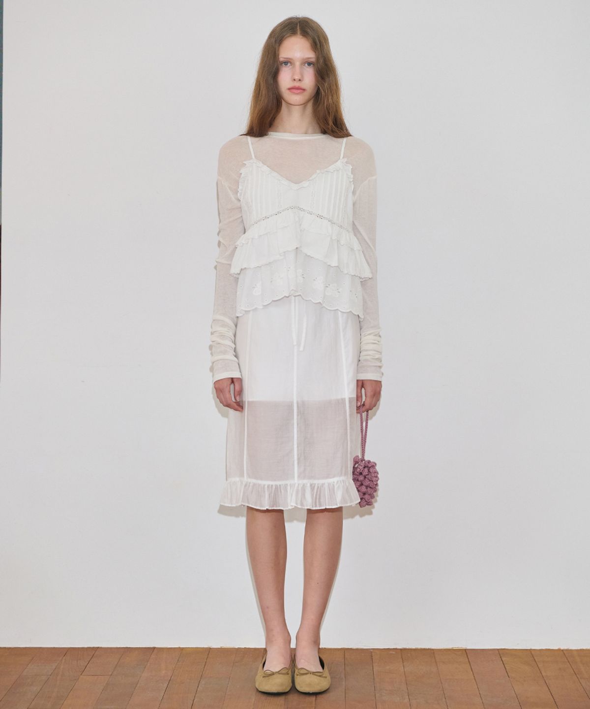 시눈(SINOON) Rose Lace Cancan Sleeveless (Cream)