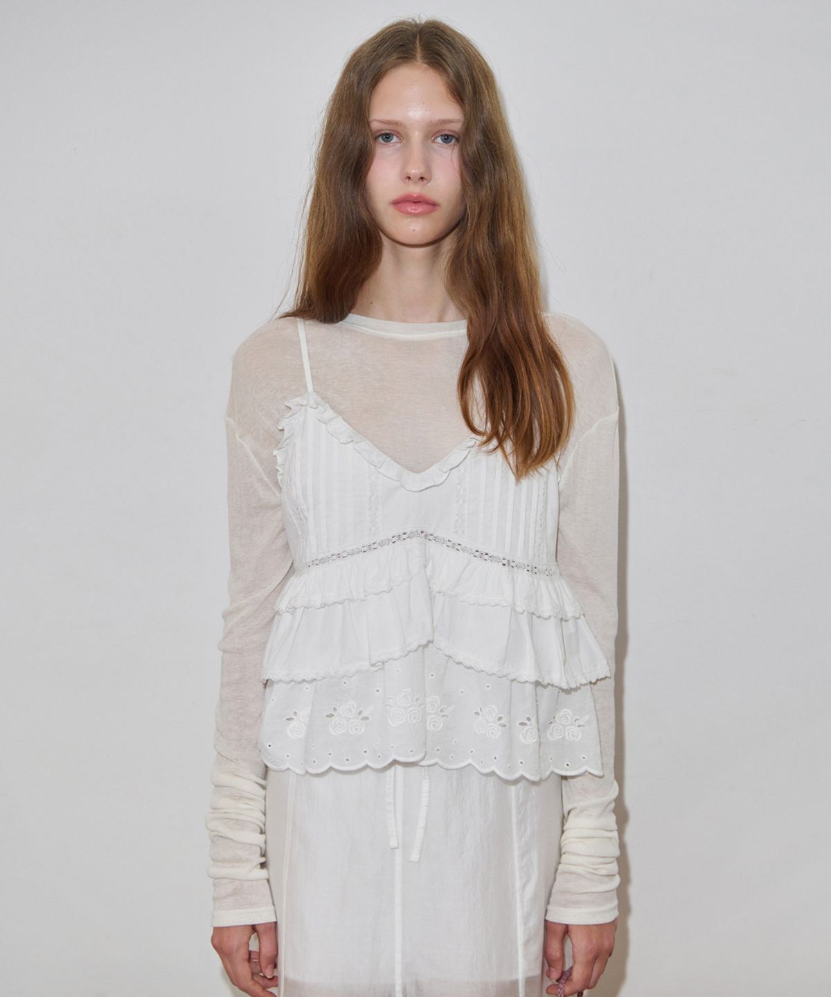 시눈(SINOON) Rose Lace Cancan Sleeveless (Cream)