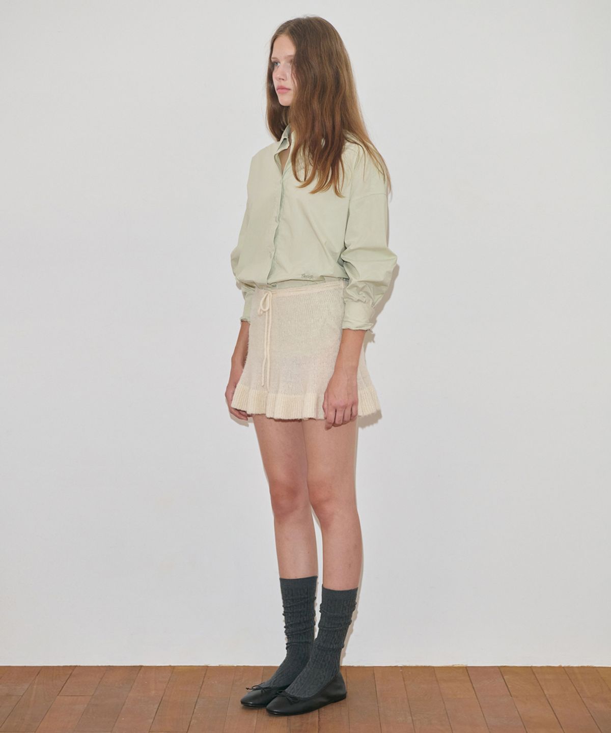시눈(SINOON) Basic Over Fit Shirt (Light Green)