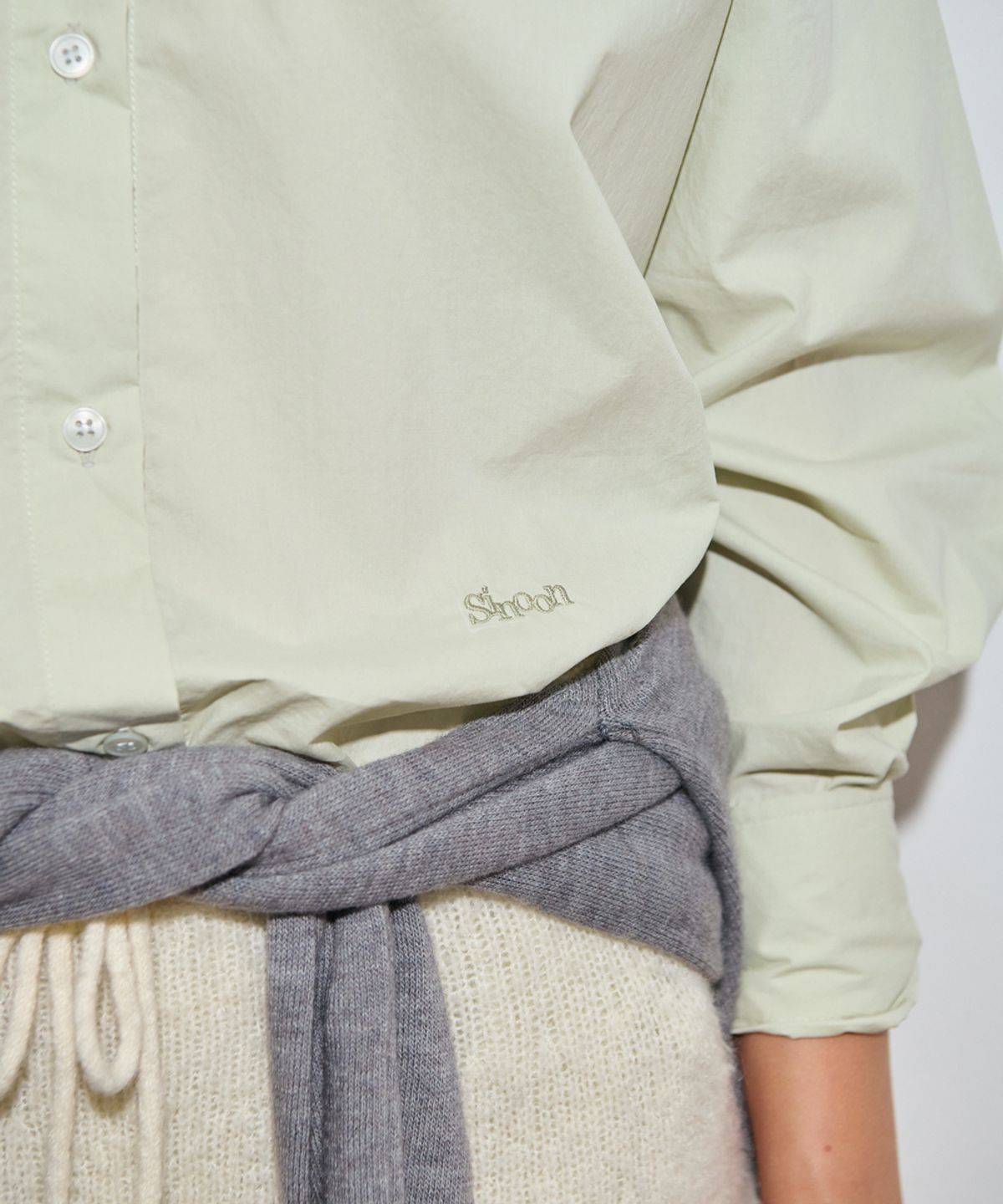 시눈(SINOON) Basic Over Fit Shirt (Light Green)
