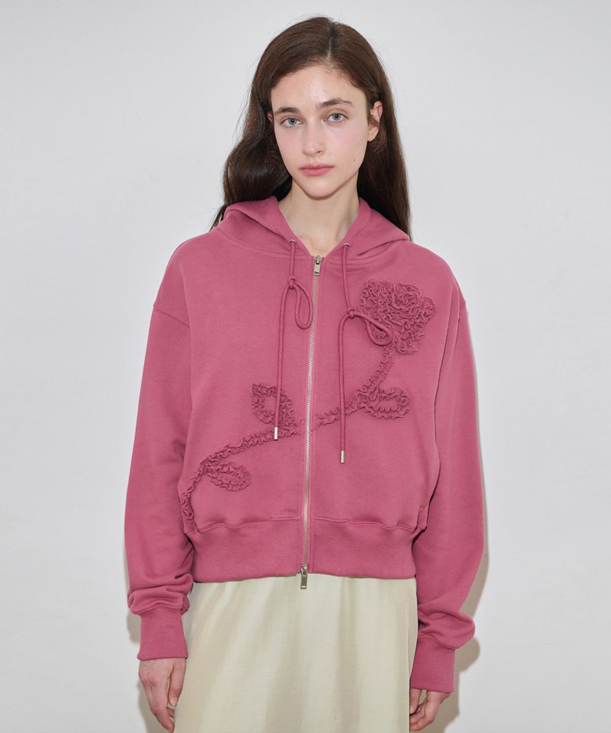 시눈(SINOON) Rose Frill Hoodie Zipup (Rose)
