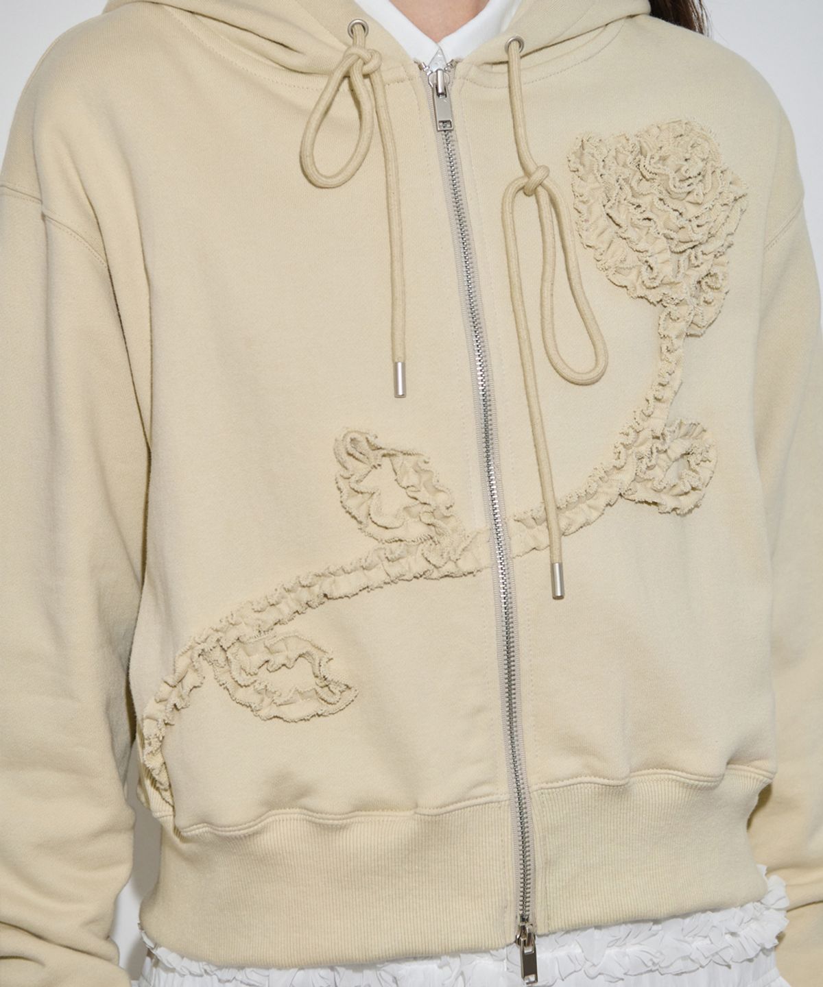 시눈(SINOON) Rose Frill Hoodie Zipup (Butter)