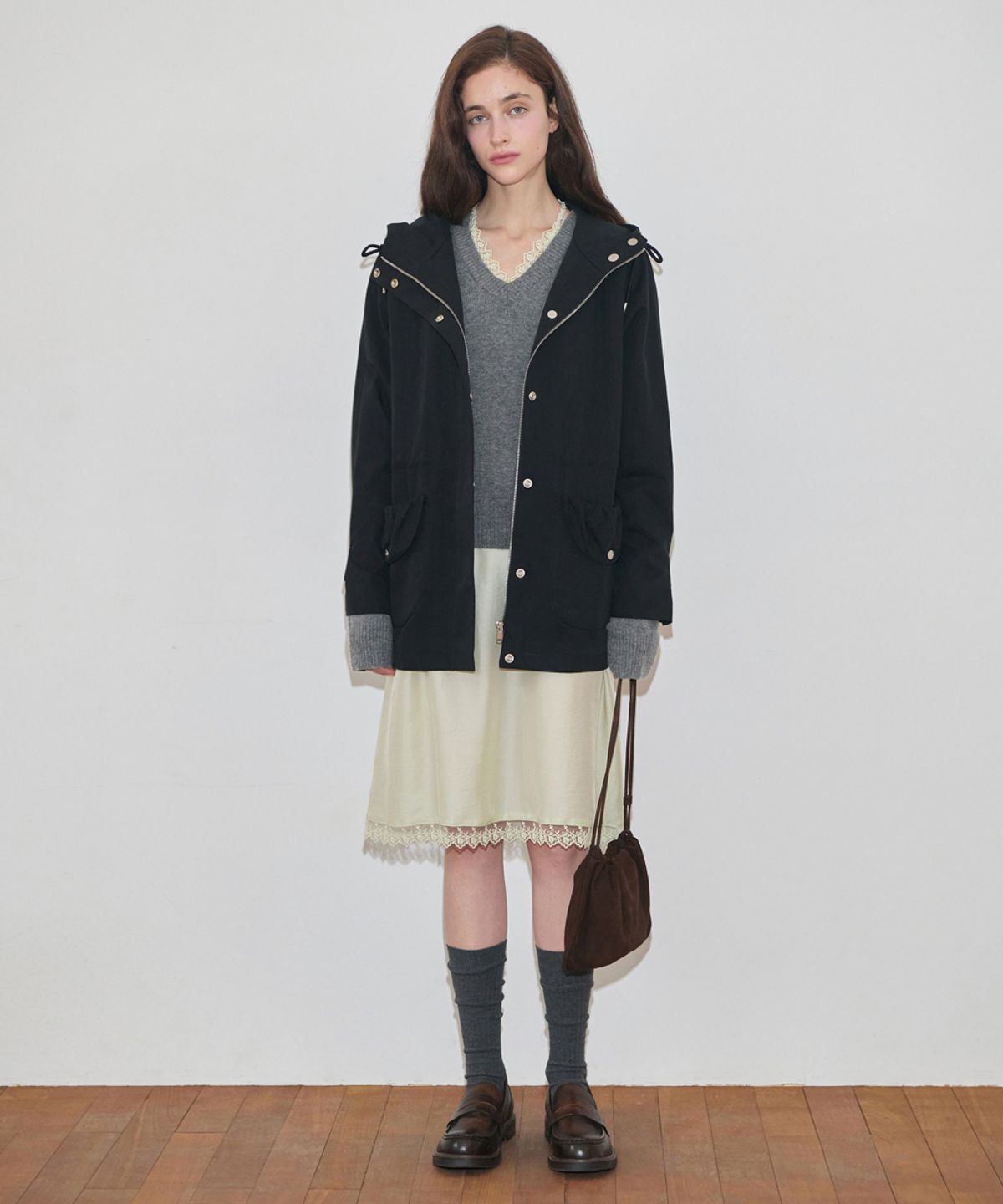 시눈(SINOON) Raglan Hoodie Jacket (Black)