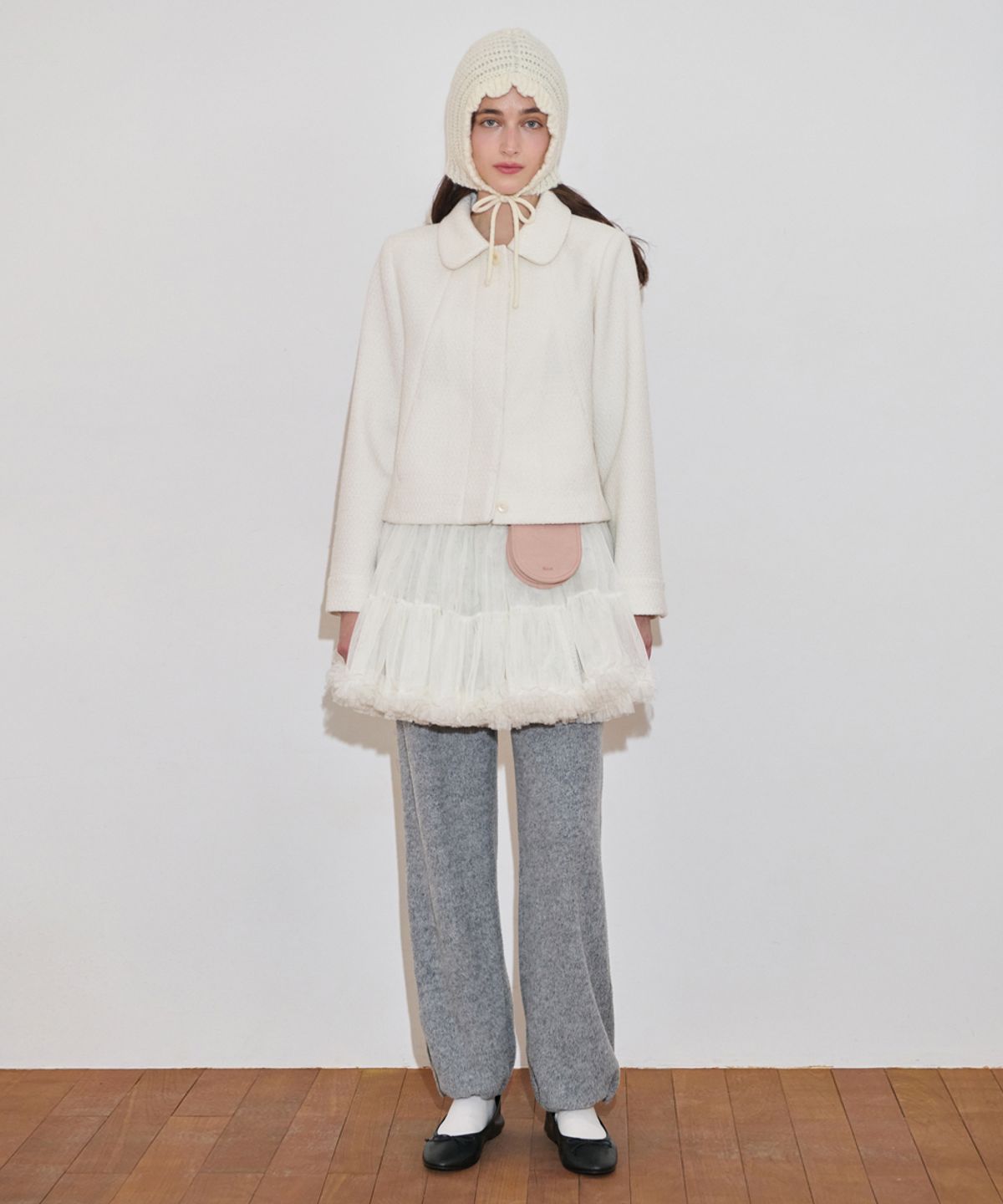 시눈(SINOON) Tweed Single Jacket (Cream)