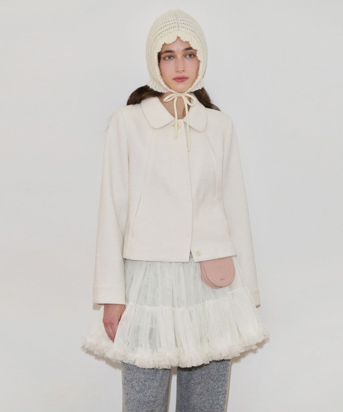 시눈(SINOON) Tweed Single Jacket (Cream)