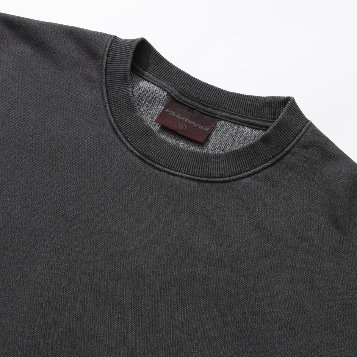 피에스쇼퍼(PSSHOPPER) 피그먼트 스몰로고 스웨트셔츠 [다크 그레이]