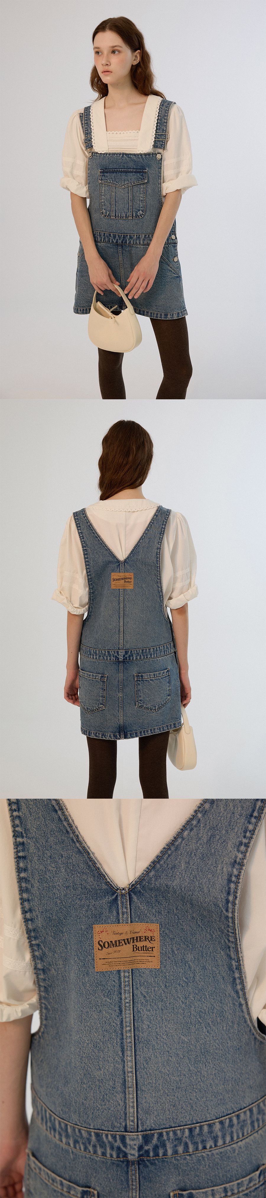 [SOMEWHERE BUTTER]24FW★韓国人気★Vintage Low Skirt Overall 썸웨어버터(SOMEWHEREBUTTER) Denim Vintage Low Skirt Overall