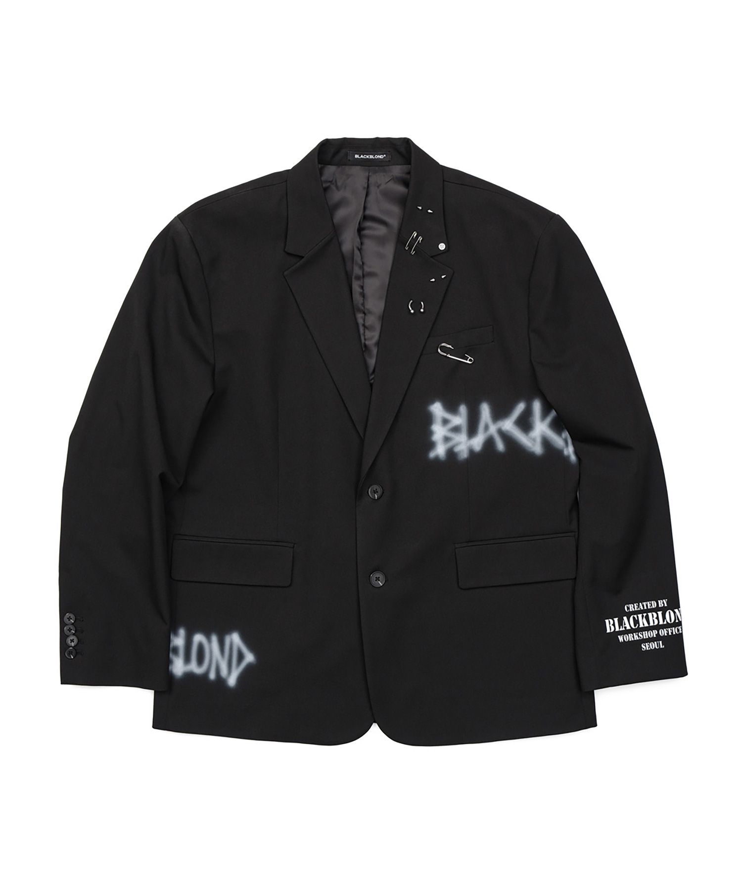BLACKBLONDのVivid Graffiti Logo Piercing Blazer 全2色 MUSINSA | BLACKBLOND Vivid Graffiti Logo Piercing Blazer (Black)