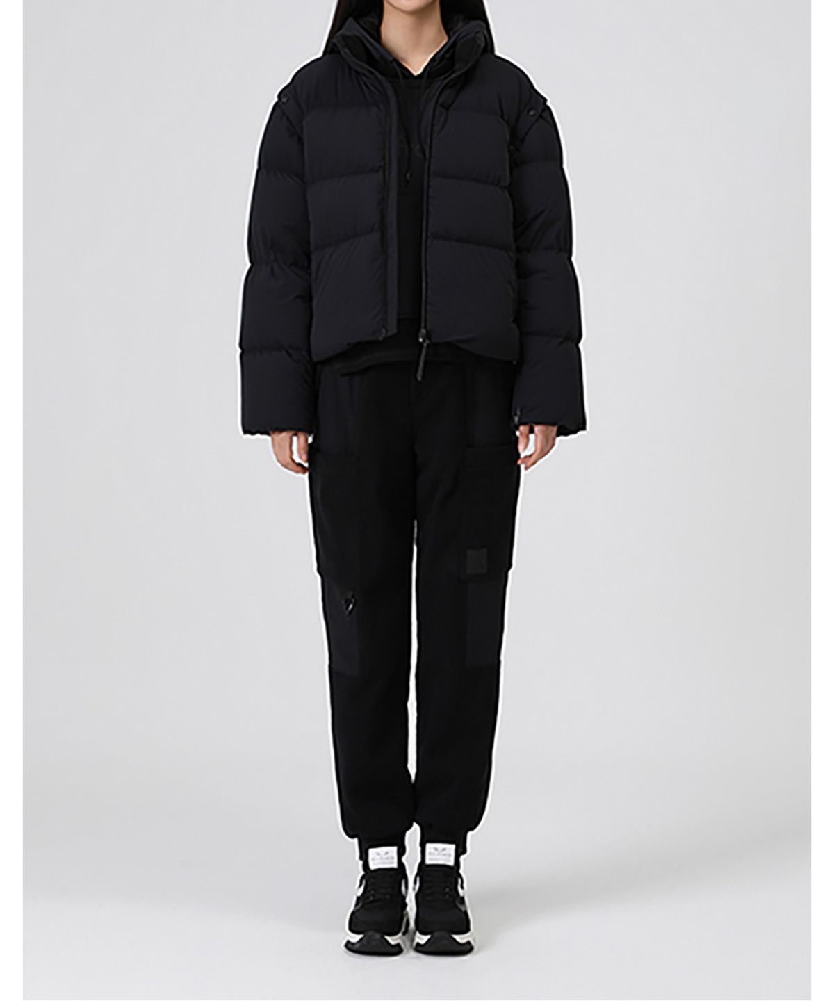 오프로드(OFFROAD) 여성 디테쳐블 메탈릭 크롭 점퍼_5J82007