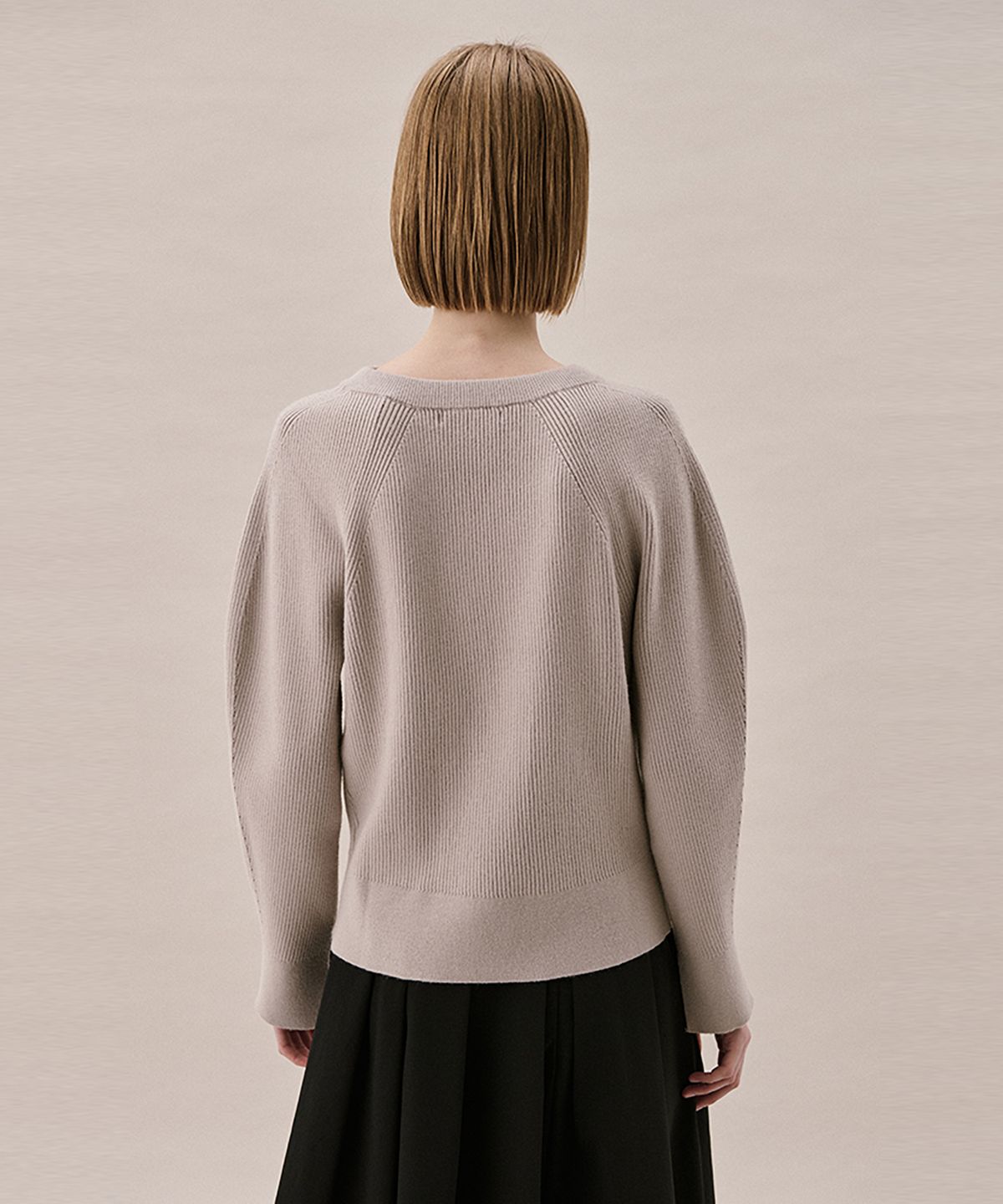 아위(AHWE) TIE RIBBED SWEATER_MOCHA