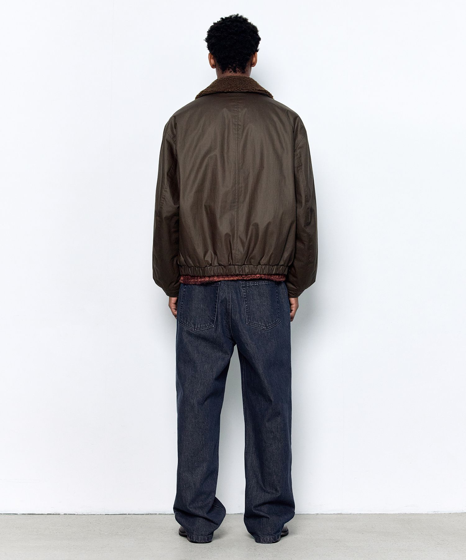 ジャケット・アウター INSILENCE Waxed Shearling Collar Jacket INSILENCE】 WAXED SHEARLING COLLAR JACKET : BLACK