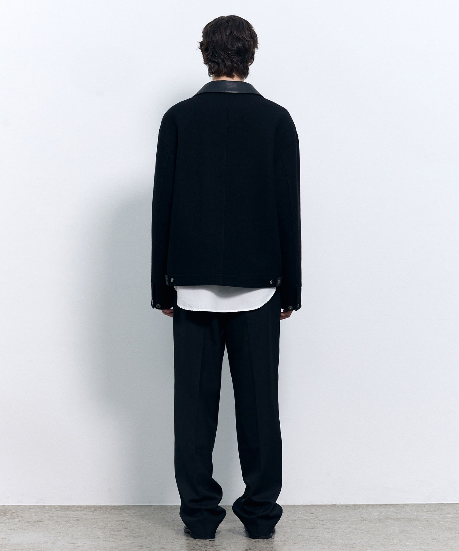 【insilence】Leather Patch Wool Jacket MUSINSA | INSILENCE Leather Patch Wool Work Jacket BLACK