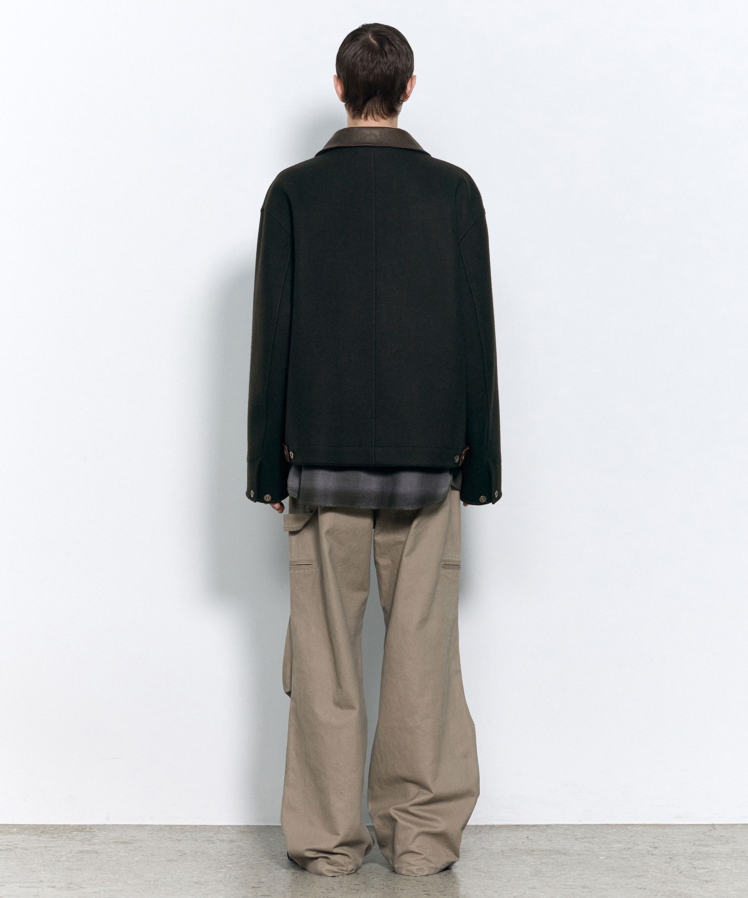 【insilence】Leather Patch Wool Jacket MUSINSA | INSILENCE Leather Patch Wool Work Jacket BLACK