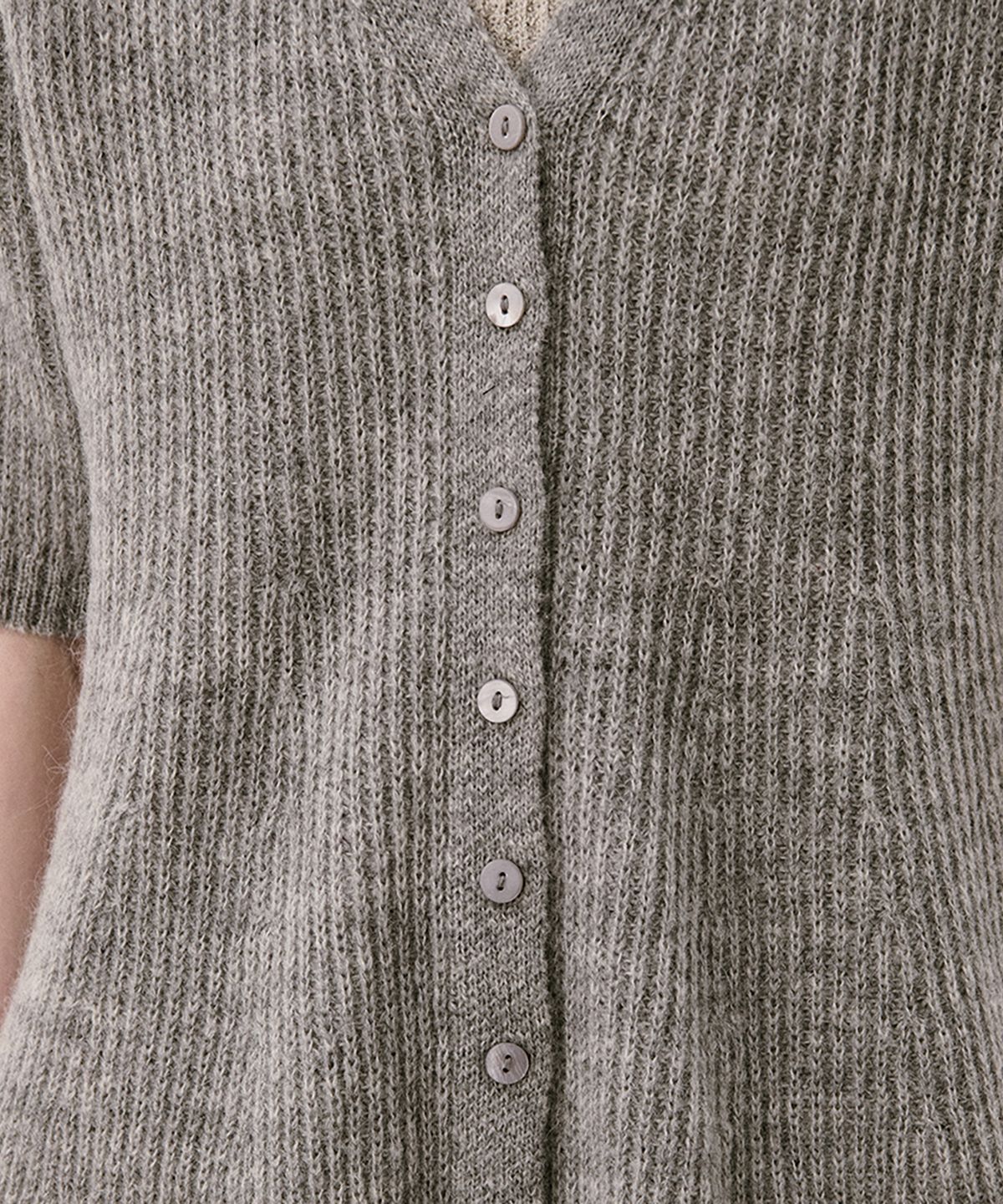 아위(AHWE) MOHAIR BLEND FLARED CARDIGAN_MISTY GREY