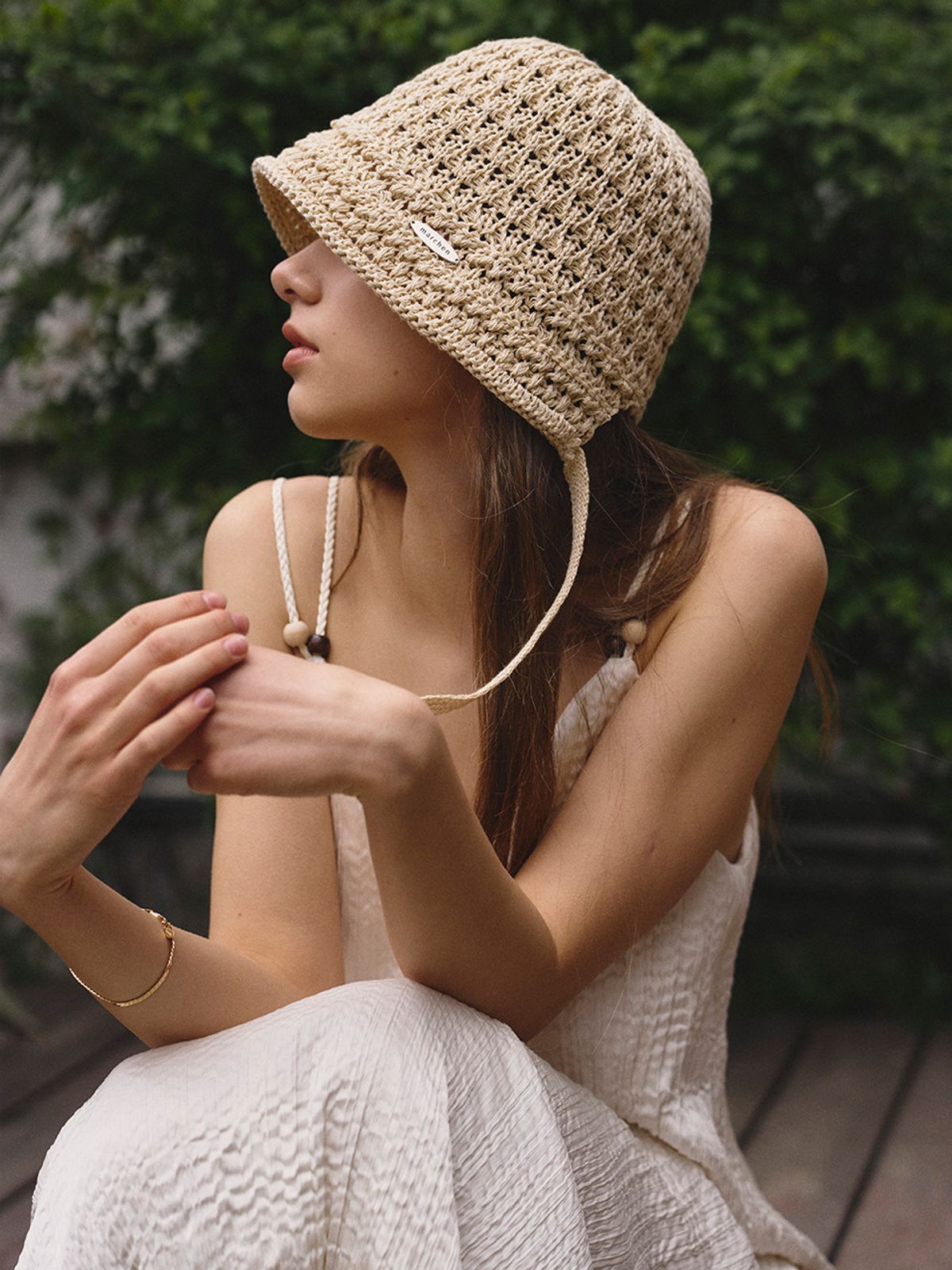 메르헨(MERCHEN) Sylo strap bonnet hat_3color