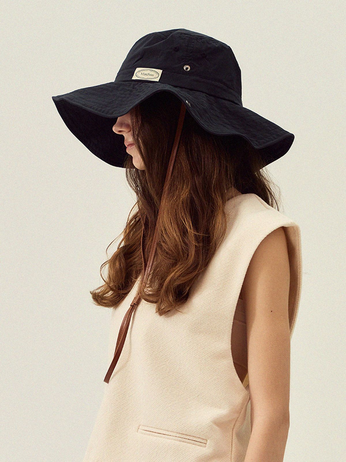 메르헨(MERCHEN) Leather strap safari bucket hat_5color