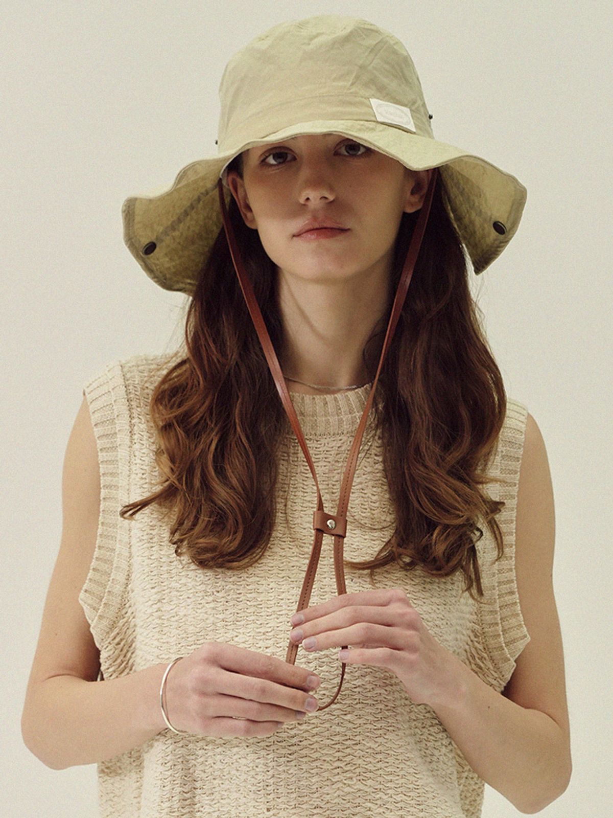 메르헨(MERCHEN) Leather strap safari bucket hat_5color
