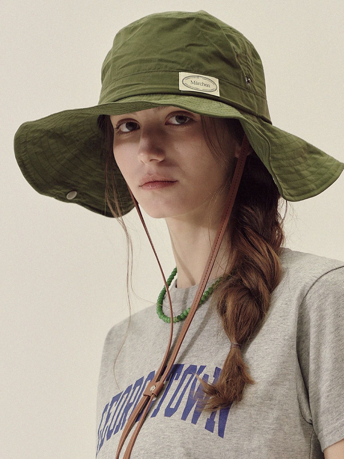 메르헨(MERCHEN) Leather strap safari bucket hat_5color