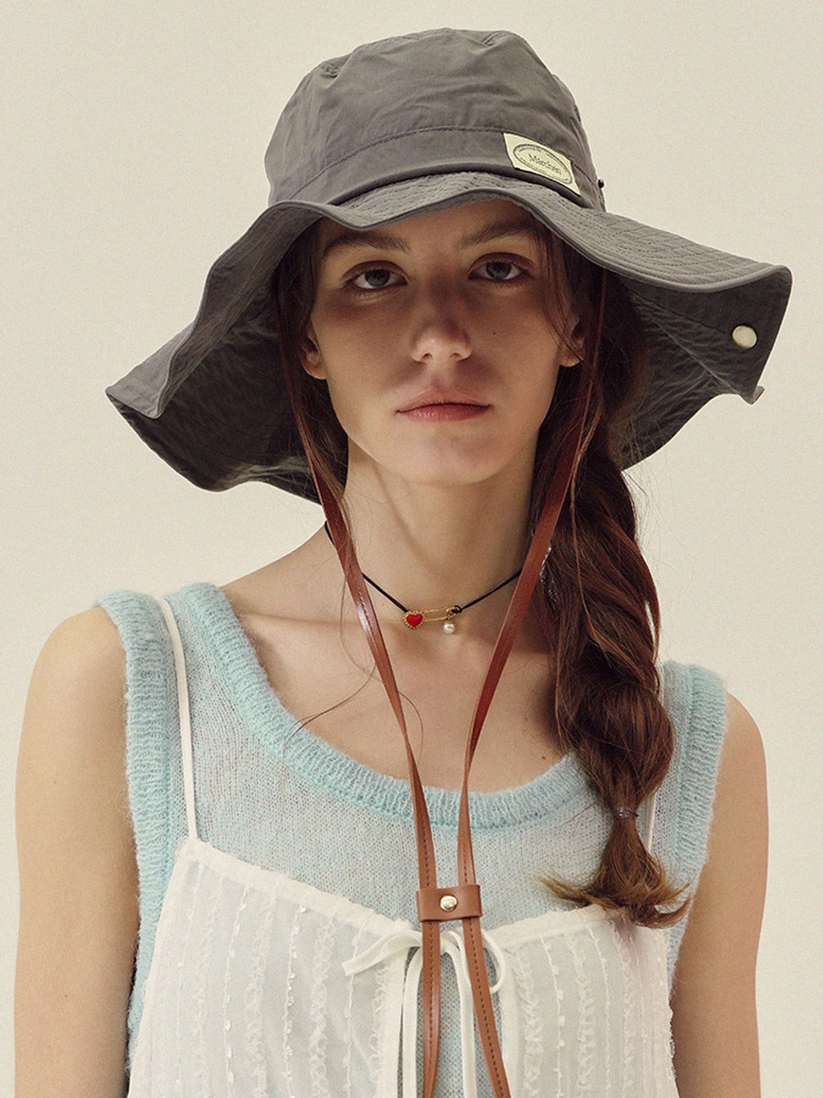 메르헨(MERCHEN) Leather strap safari bucket hat_5color